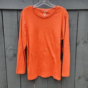 CHICOS SIZE 3 100% COTTON ORANGE SCOOP NECK TEE